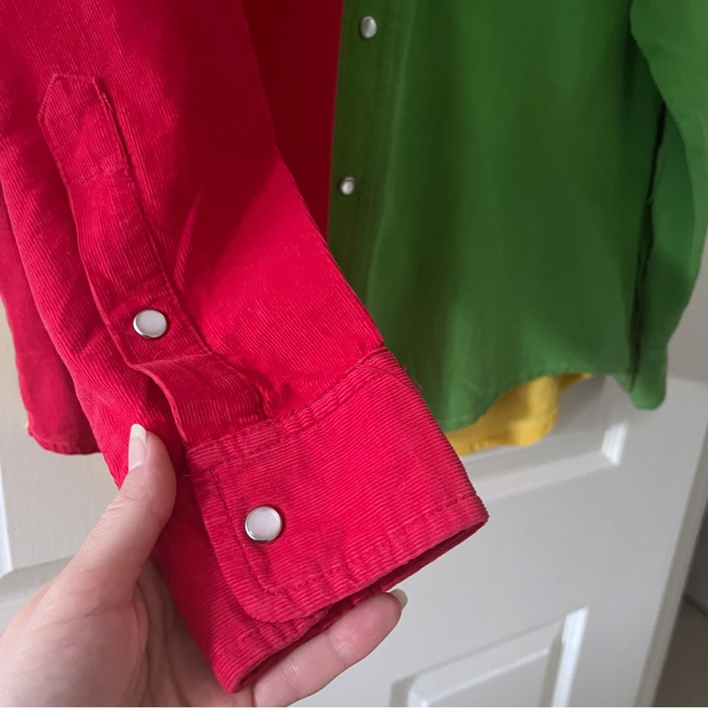 Vintage 90’s corduroy colourblock funky shirt, size Large - Picture 5 of 11